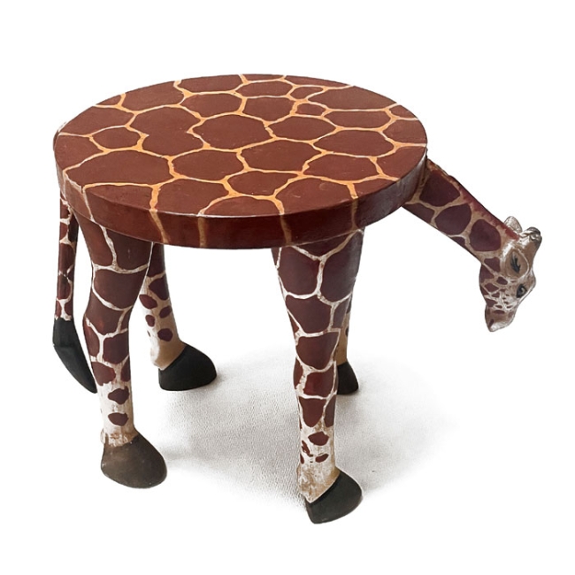 Petite sellete GIRAFE en bois du Kenya